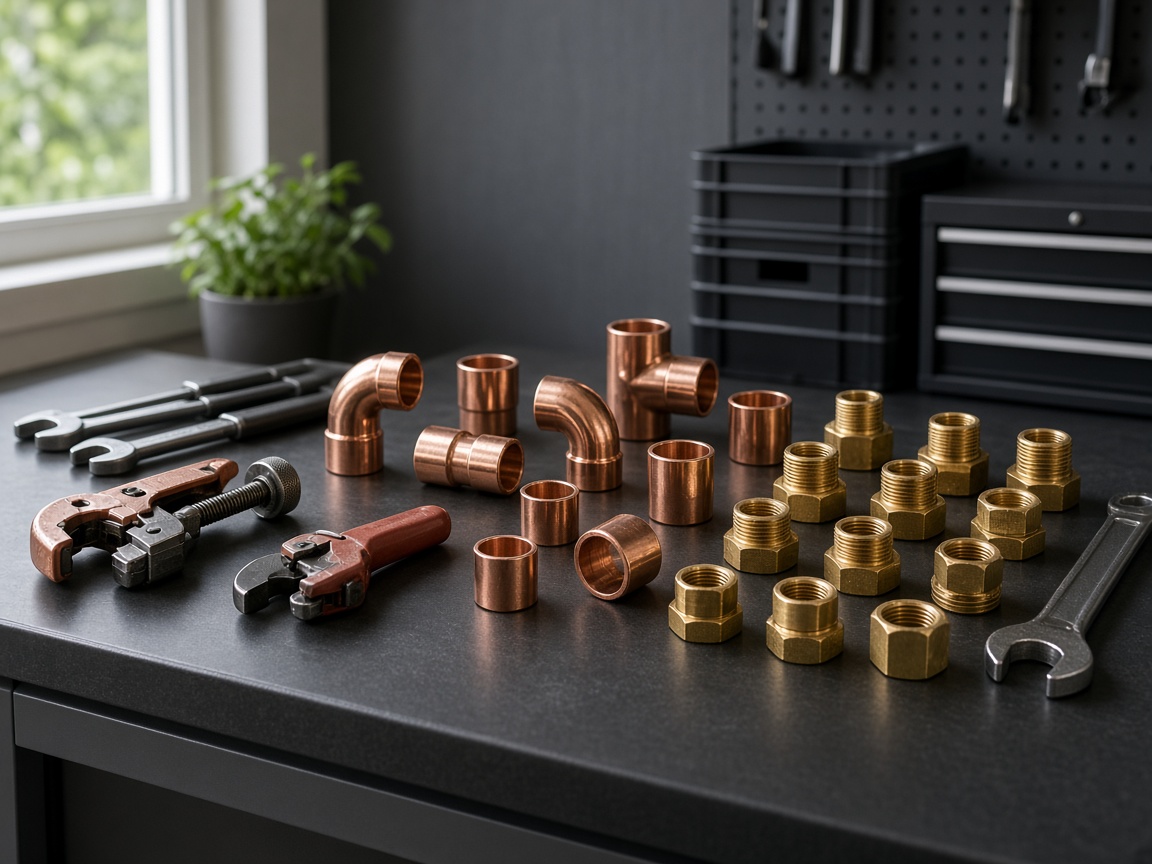 Orderly plumbing fittings and workbench tools
